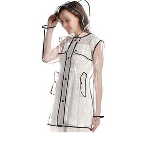 ❄️3/$25 Transparent Rain Jacket with Black Trim